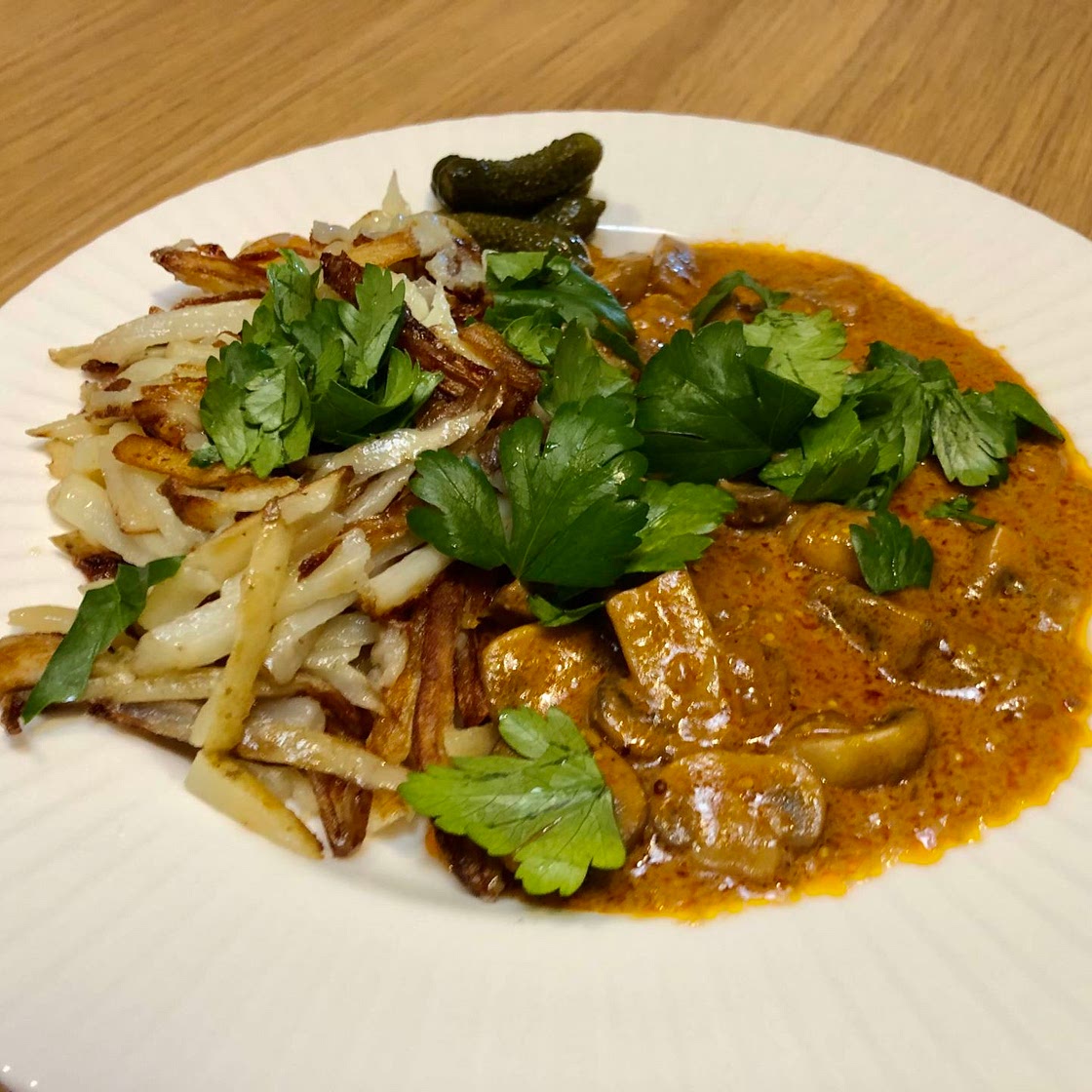 52. Mushroom Stroganoff with Sautéed Potato