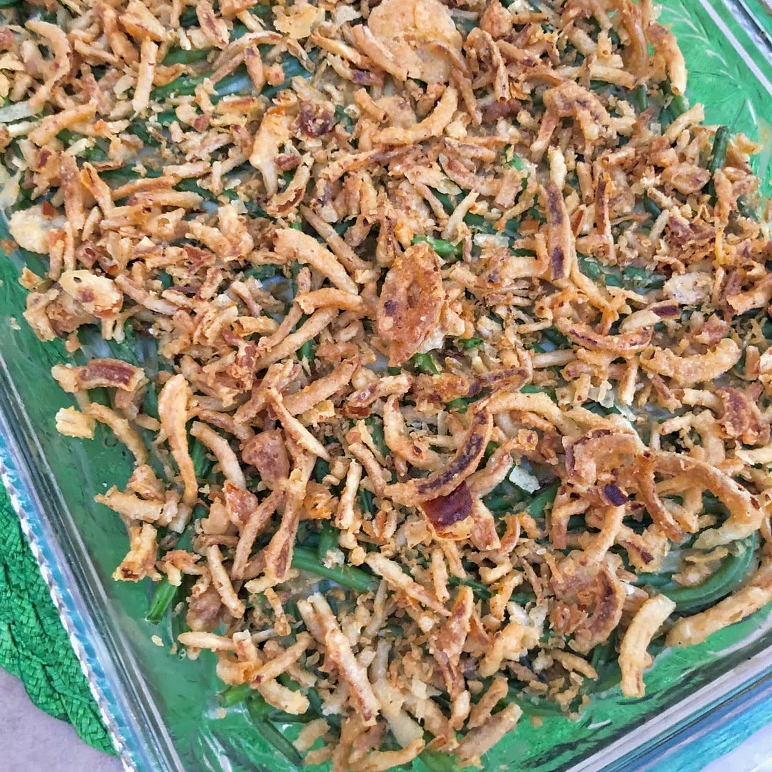 No Soup Mushroom-Free Vegan Green Bean Casserole