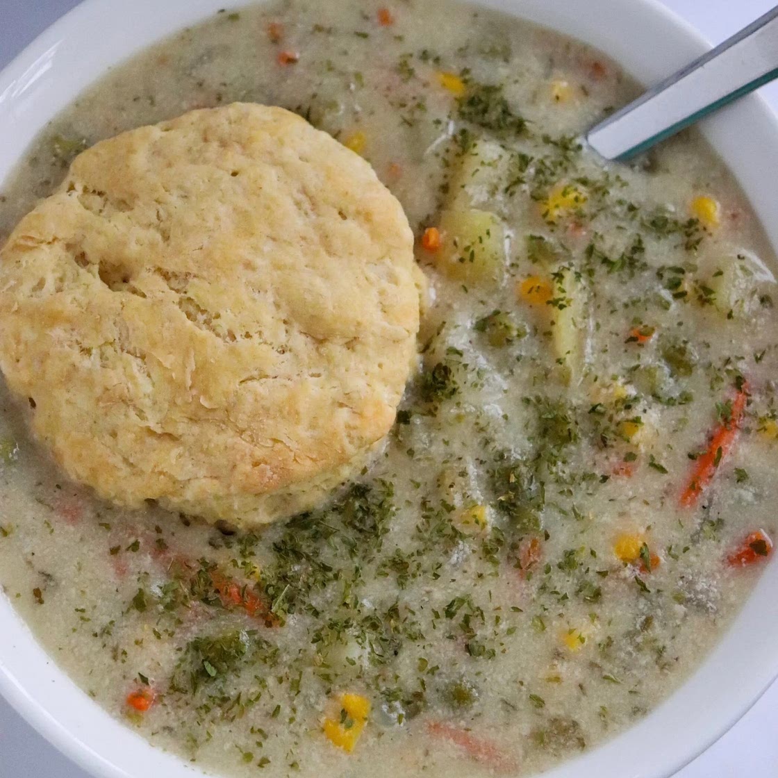 Vegan Slow Cooker Veggie Pot Pie Soup