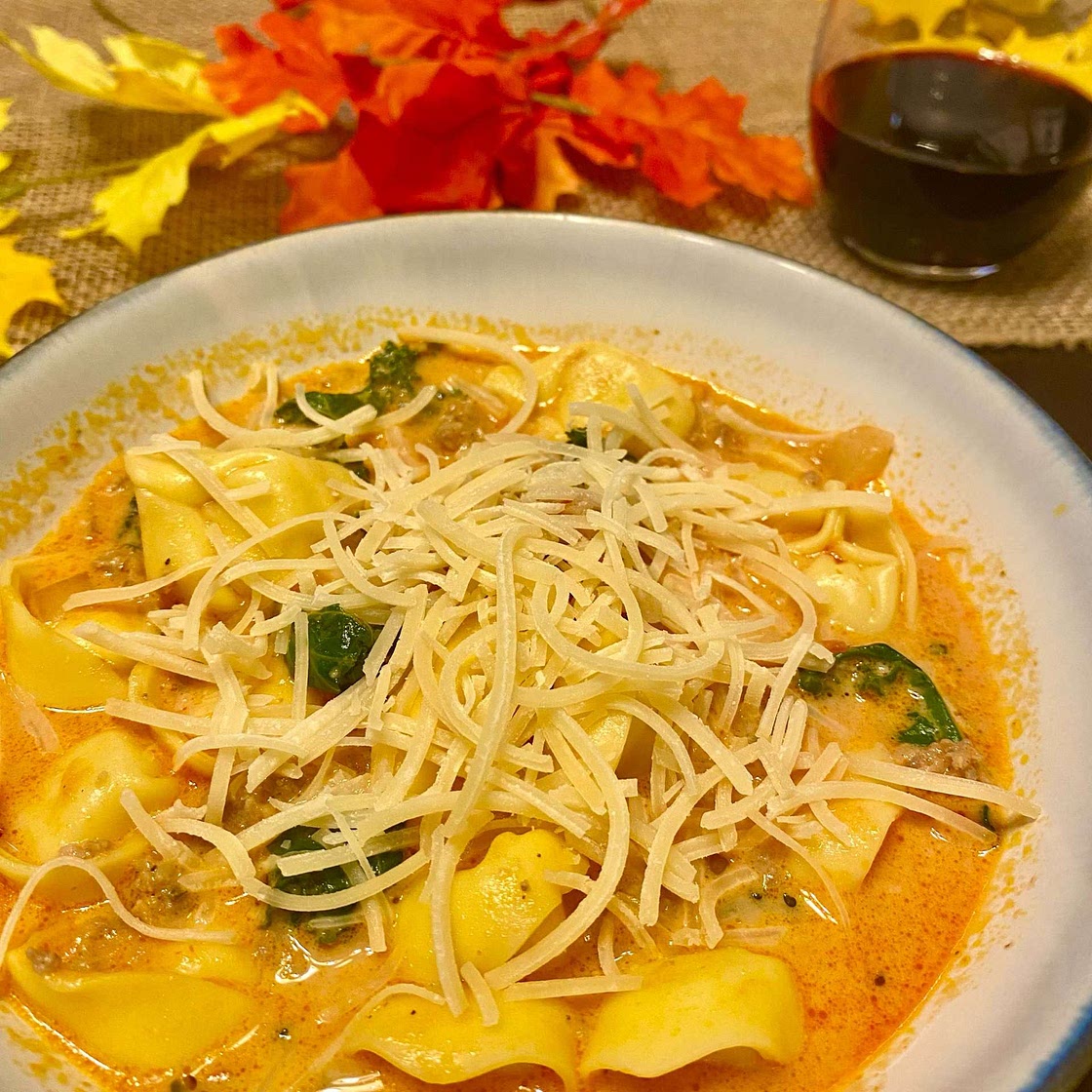Tortellini Soup with Italian Sausage and Kale