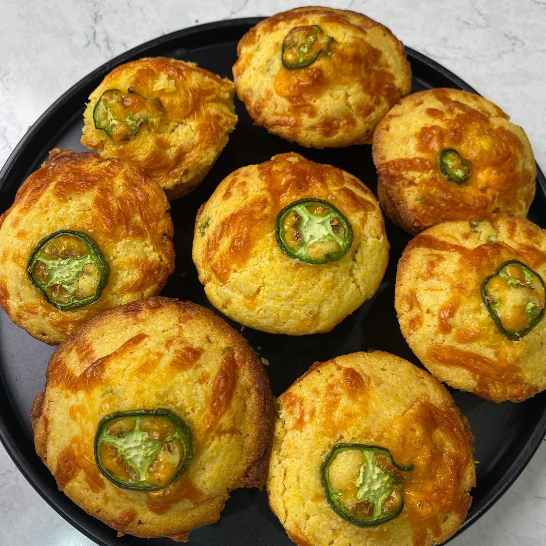 Thanksgiving jalapeño cheddar cornbread muffins
