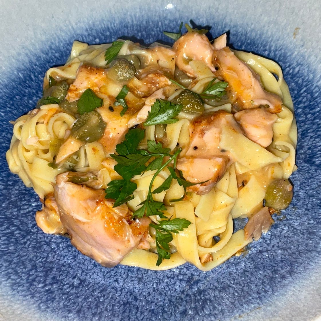 Smoked Salmon Pasta with a Caper, Lemon and Parsley Sauce