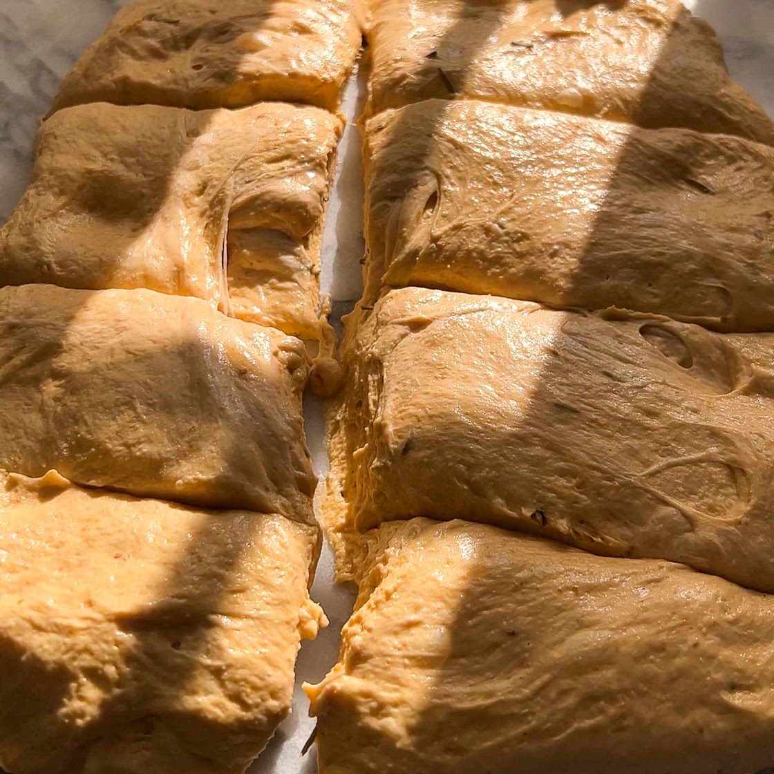 Soft Pumpkin Sourdough Rolls