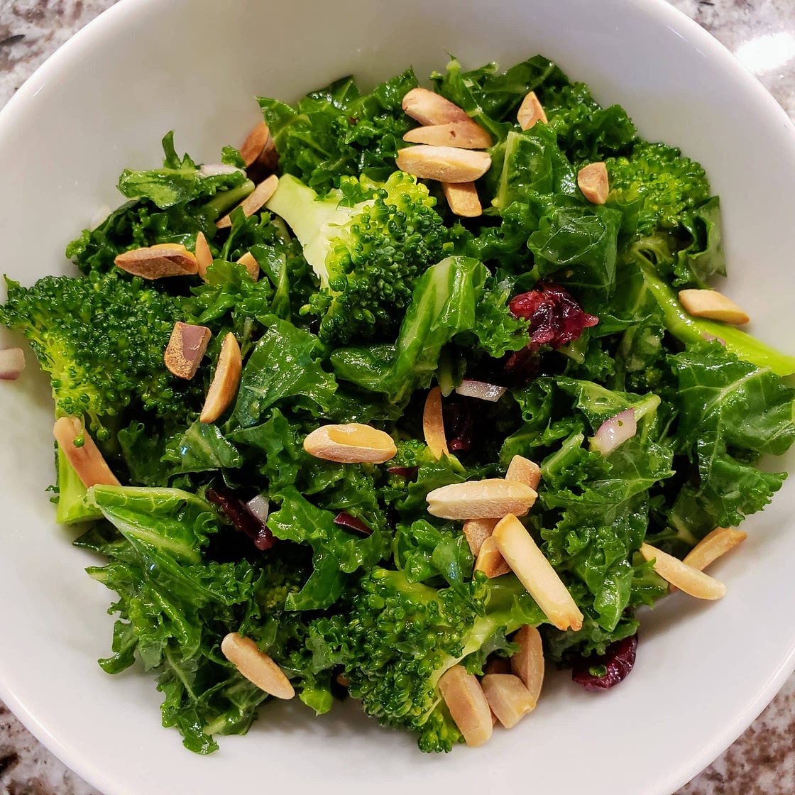 Kale broccoli and cranberry salad