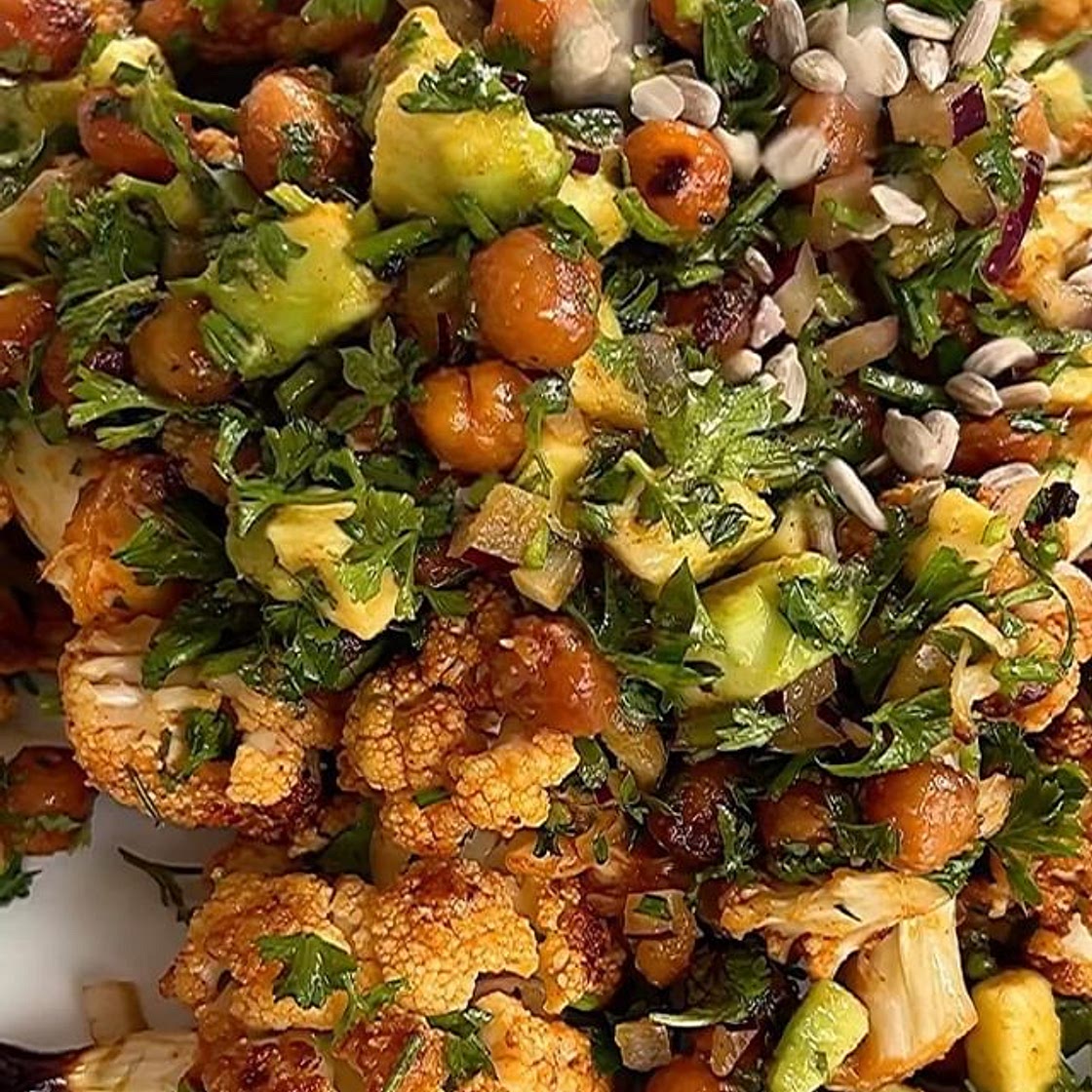 ROASTED HONEY-PAPRIKA CAULIFLOWER &amp; CHICKPEA SALAD! This was YOUR favorite cauliflower dish this year, and it’s the perfect season to make it. Thanksgiving is around the corner and here to remind you that this one exists! Maybe it’s not the most tradit