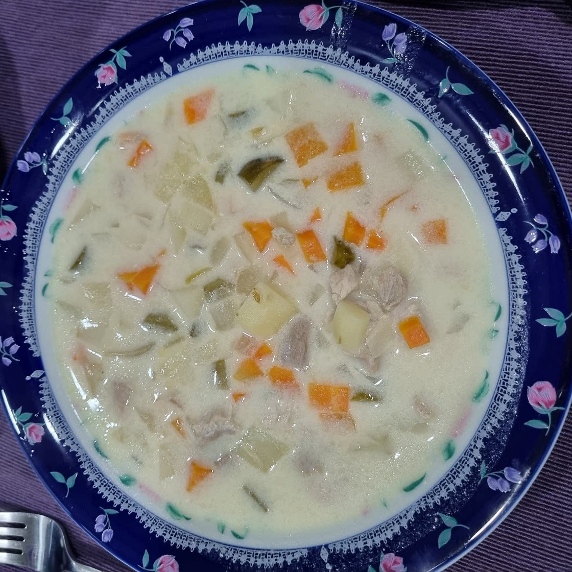 Polish Dill Pickle Soup with Smoked Ham
