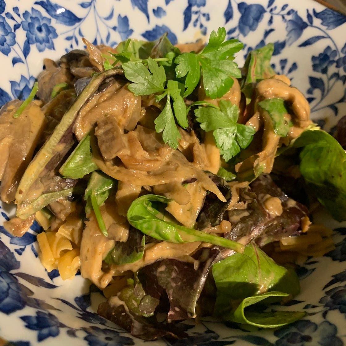 Mushroom Stroganoff with Pea Protein Pasta