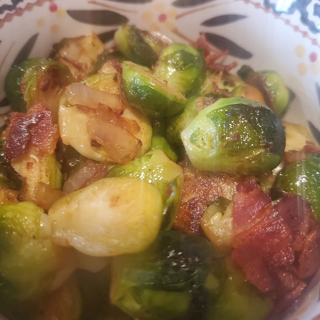 Pan Roasted Brussels Sprouts with Bacon