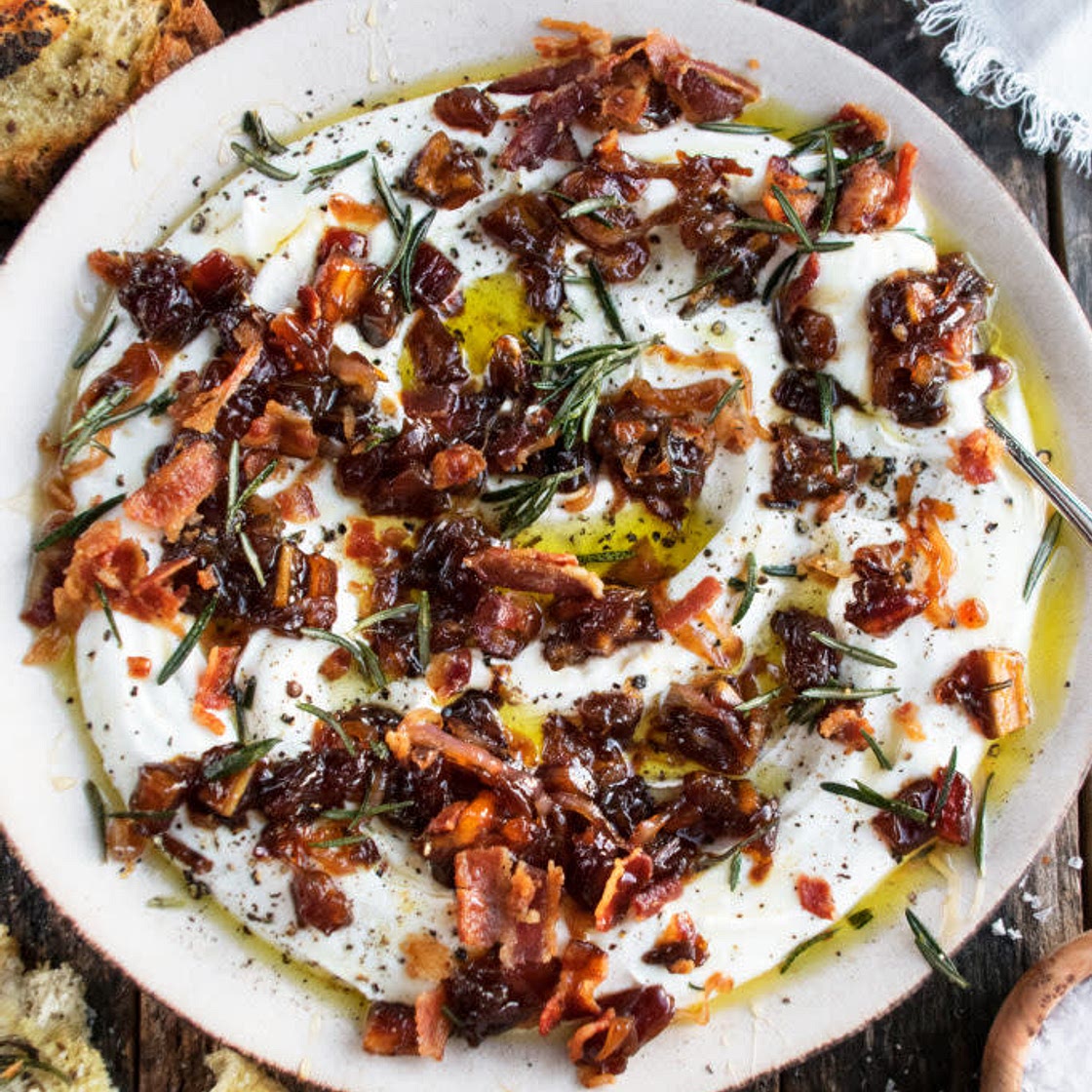 Whipped Goat Cheese with Bacon & Dates