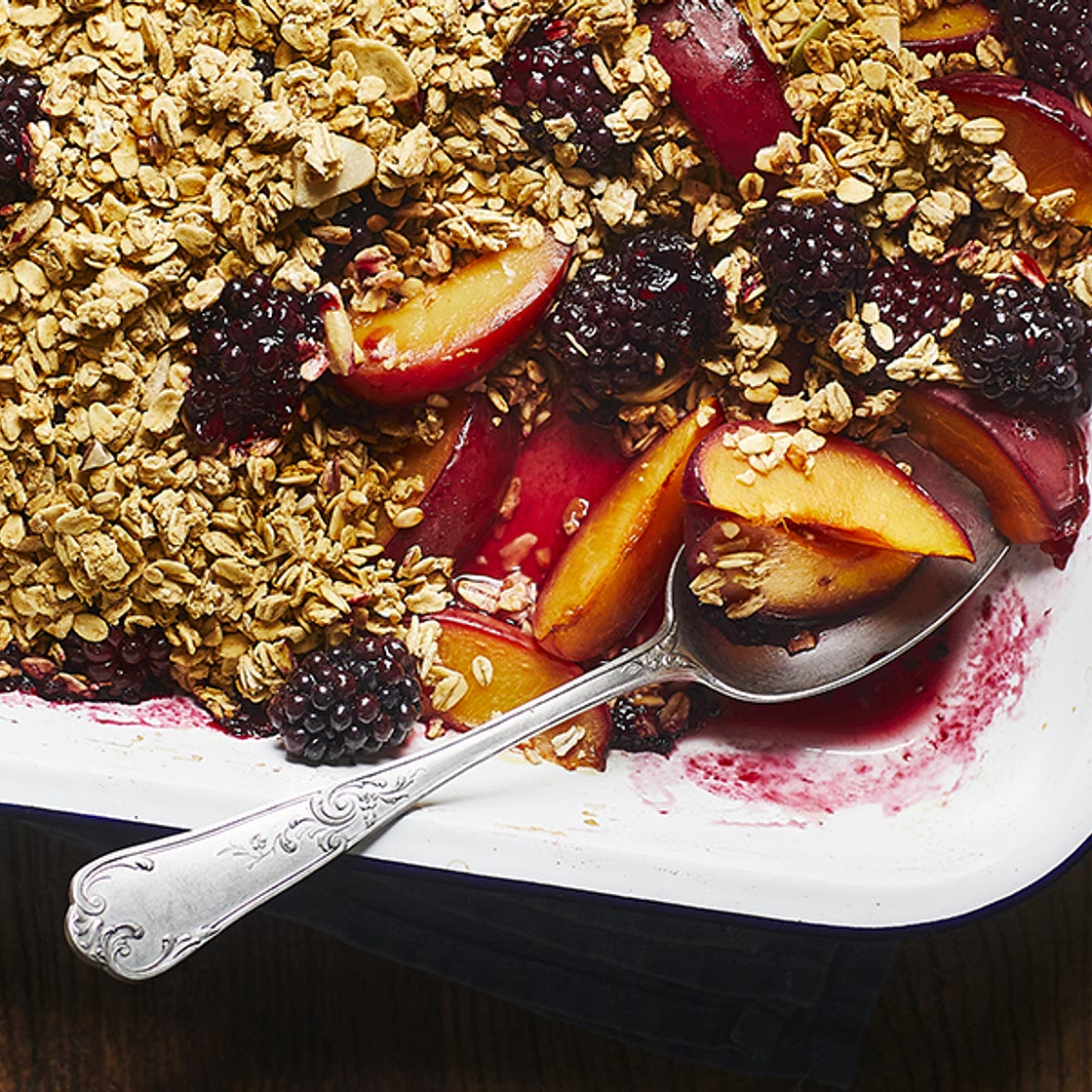 Plum & blackberry crumble