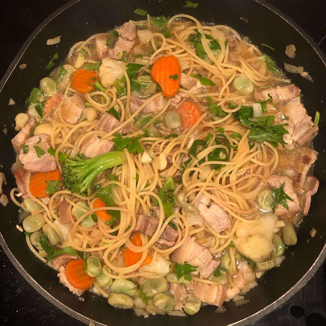 Pork Belly Soy Sauce Pasta