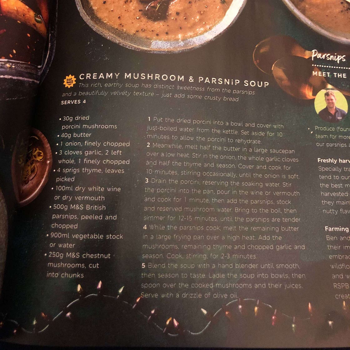 Creamy Mushroom and Parsnip Soup