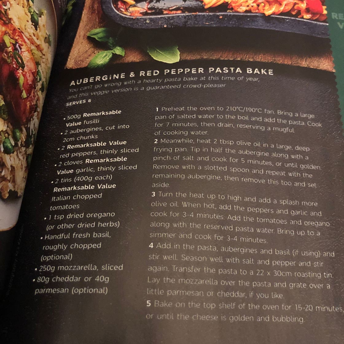 Aubergine and Red Pepper Pasta Bake