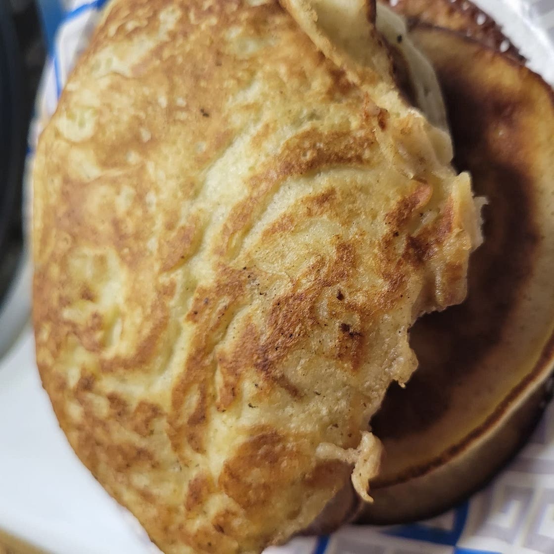 Caramelized Banana Pancake Cake in a pan