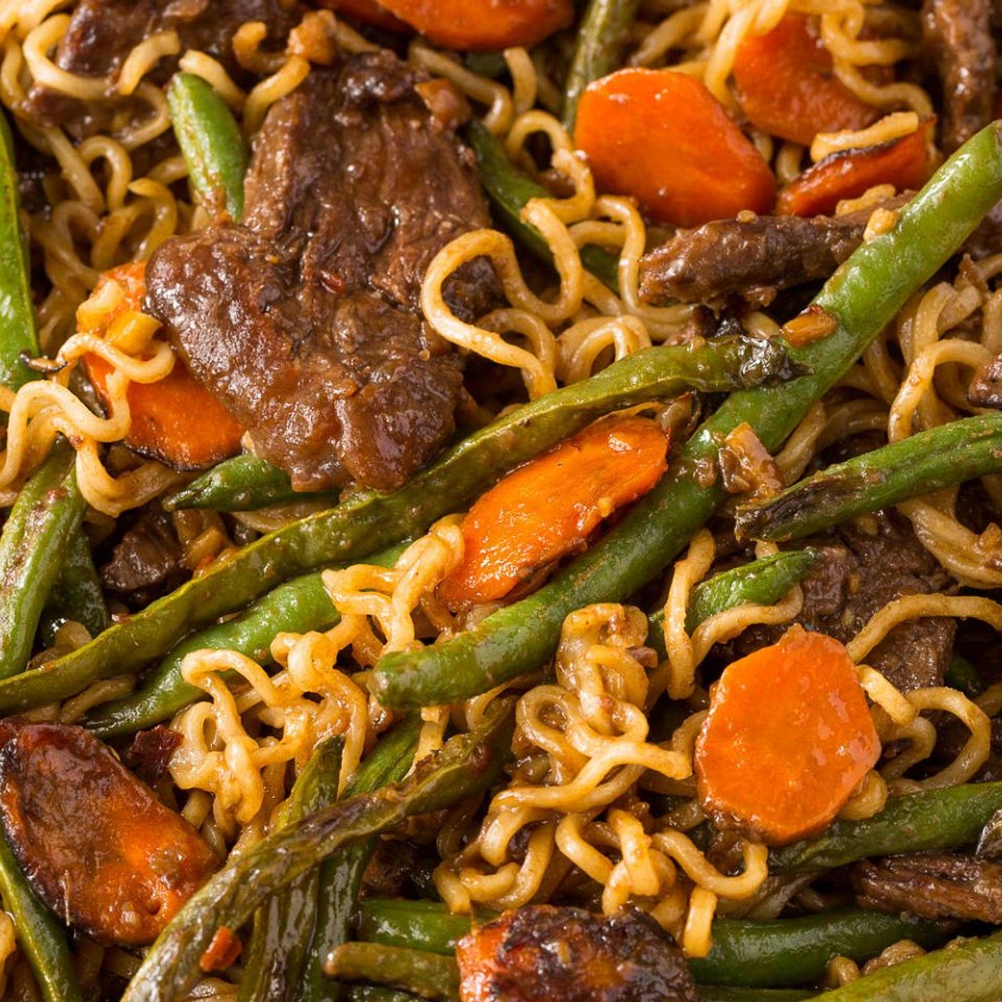 Ginger Beef Stir-Fry with Ramen