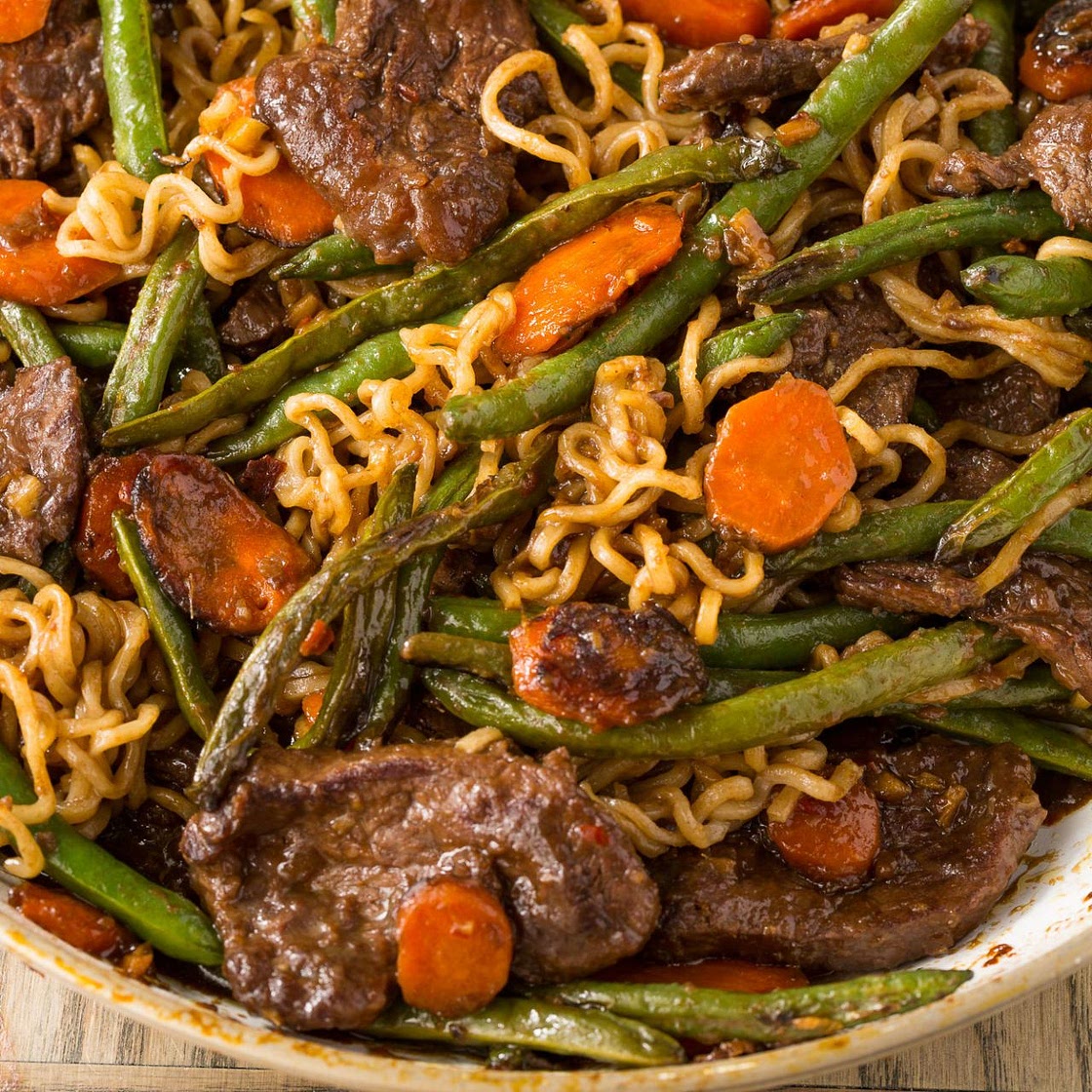 Ginger Beef Stir-Fry with Ramen