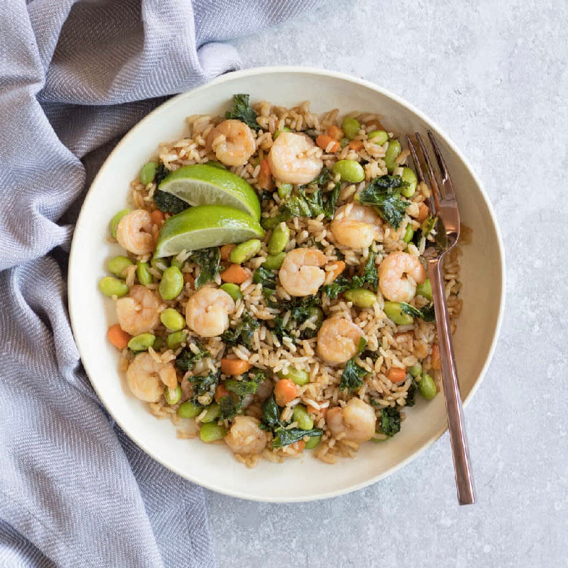 Sheet pan shrimp and edamame rice