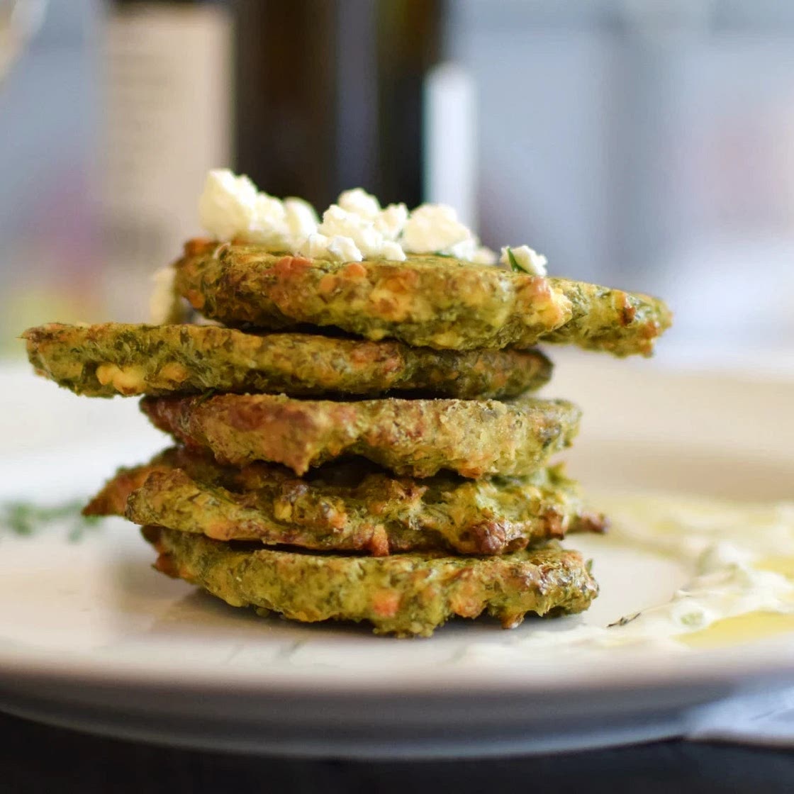 Oven baked parsley patties with feta cheese