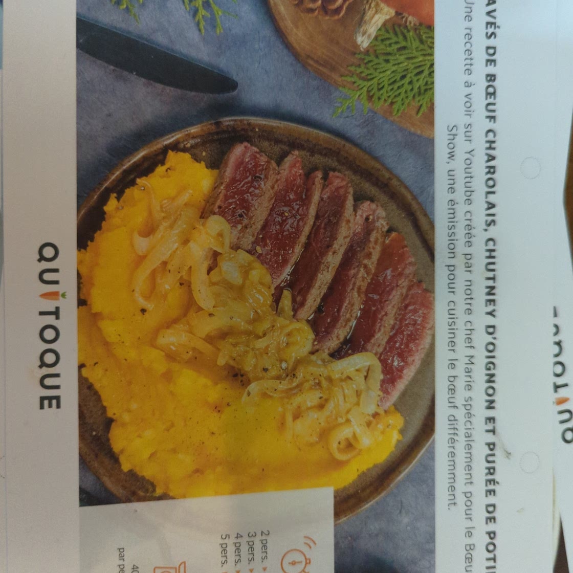 Paves de bœuf charolais chutney d'oignons et puree de potimarron