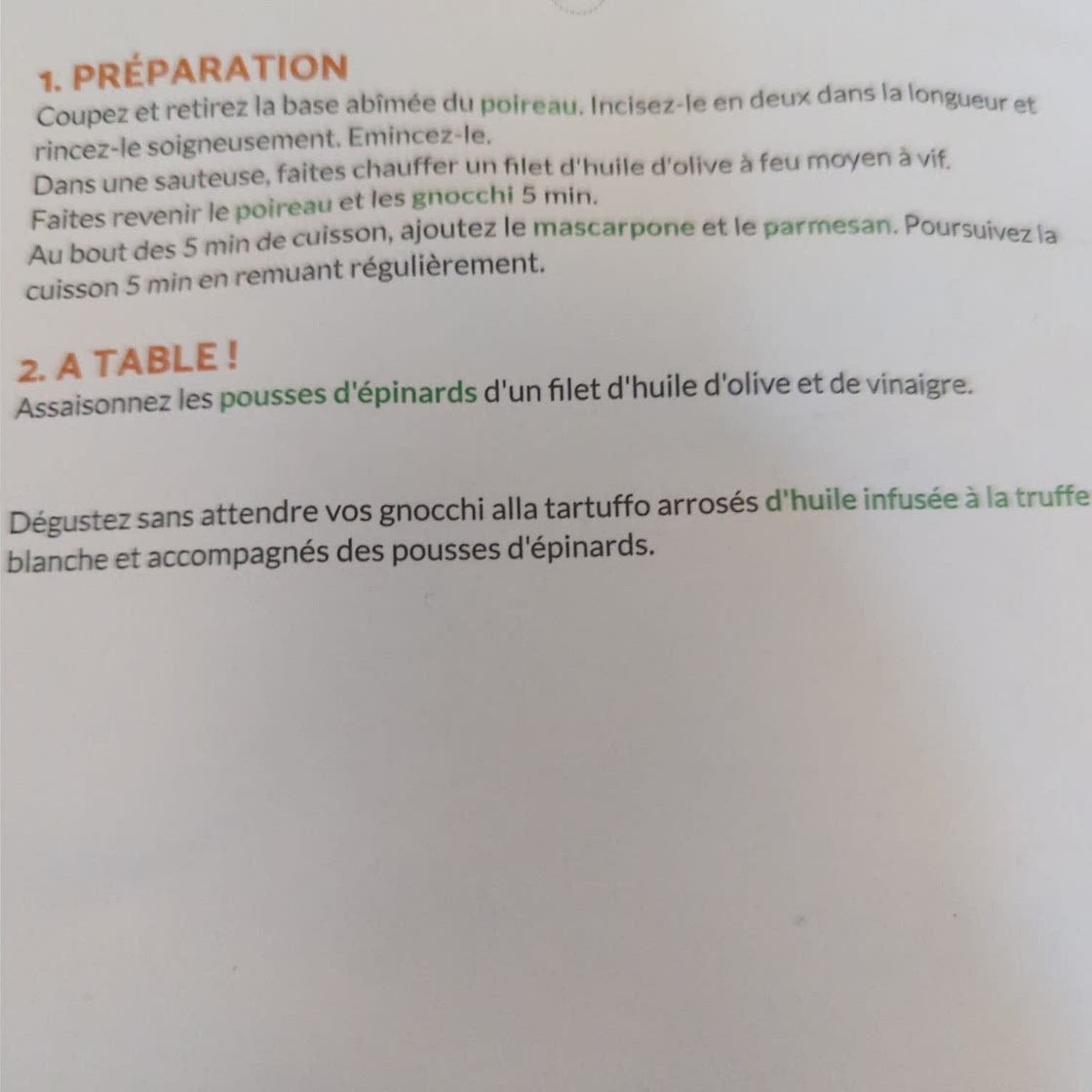 Gnocchis a la tartuffo