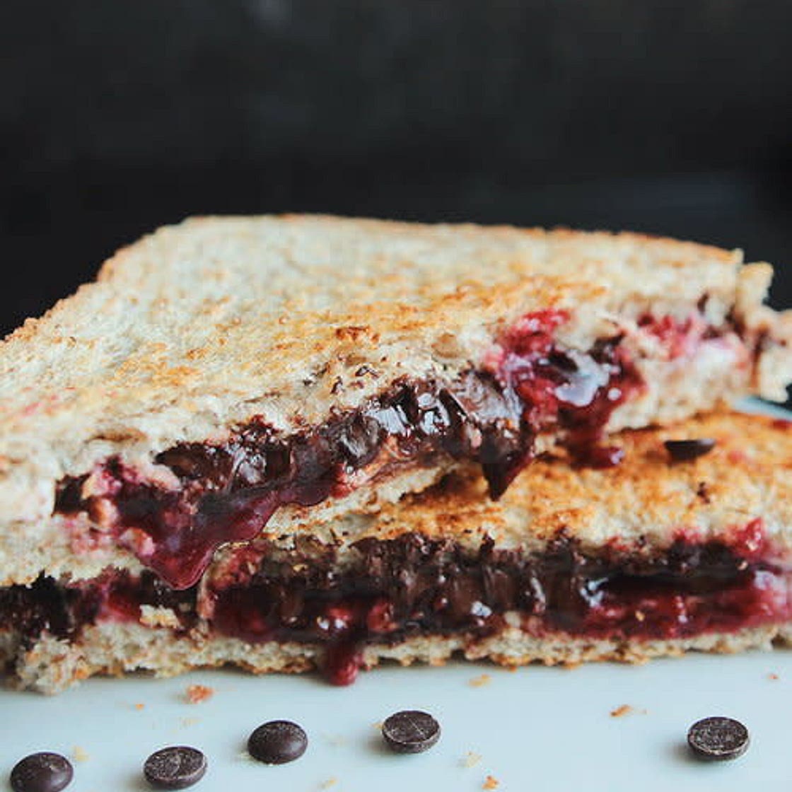 Grilled Chocolate + Raspberry Sandwich