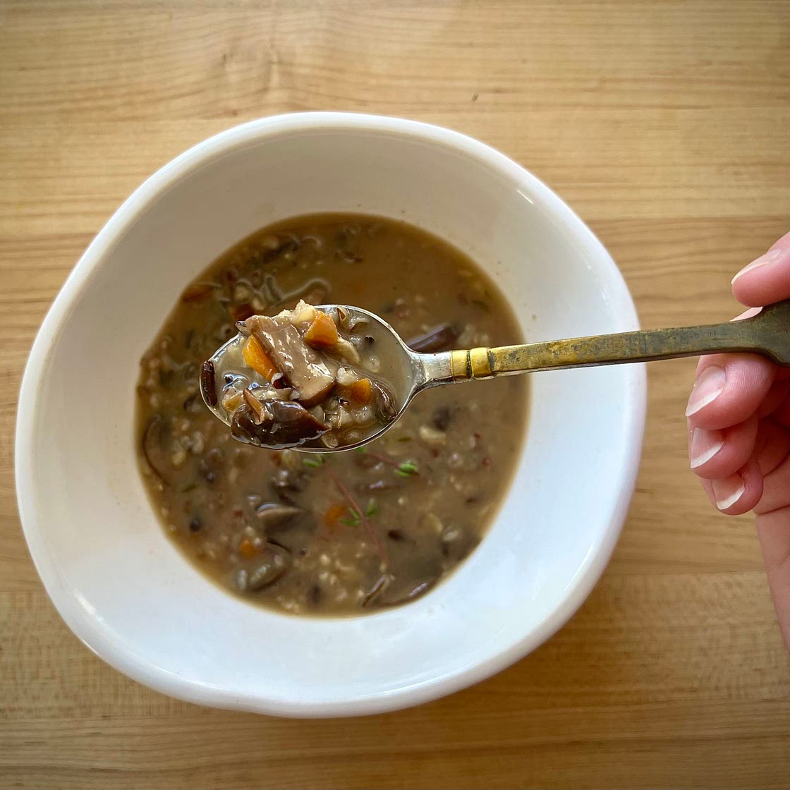 Creamy (no dairy)  Mushroom & Wild Rice Soup