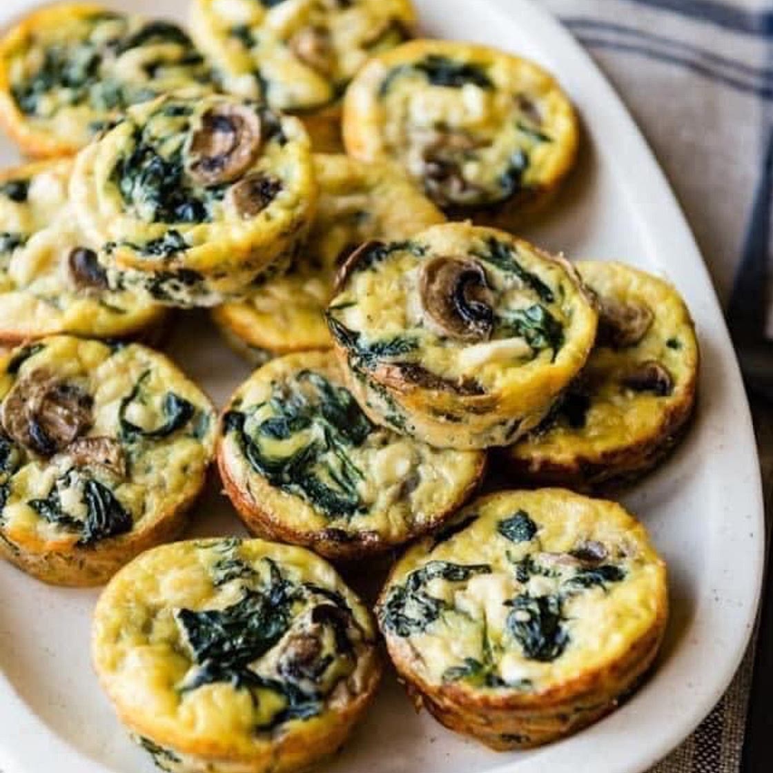 Spinach, Mushroom & Brie Egg Muffins⁣
