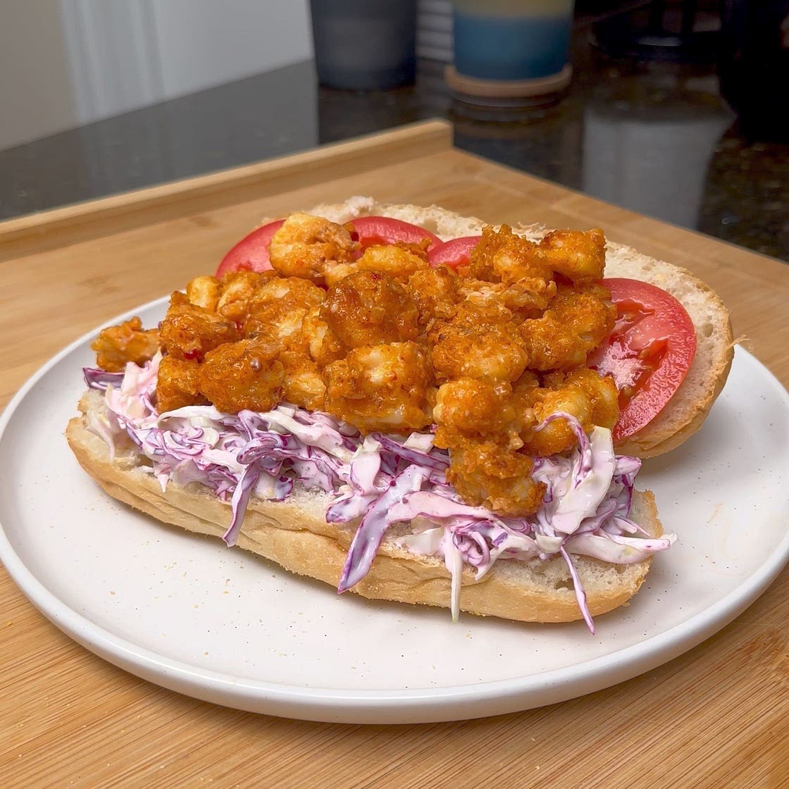 Air Fryer Bang Bang Shrimp Po’Boy