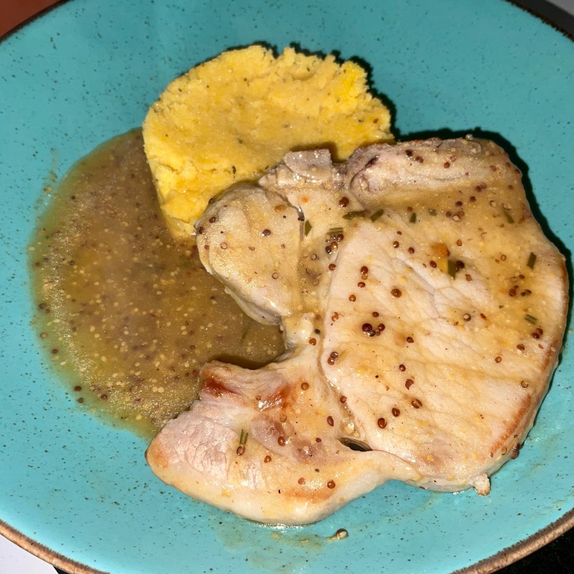 Pork Chops with a Rosemary, Orange and Mustard Sauce