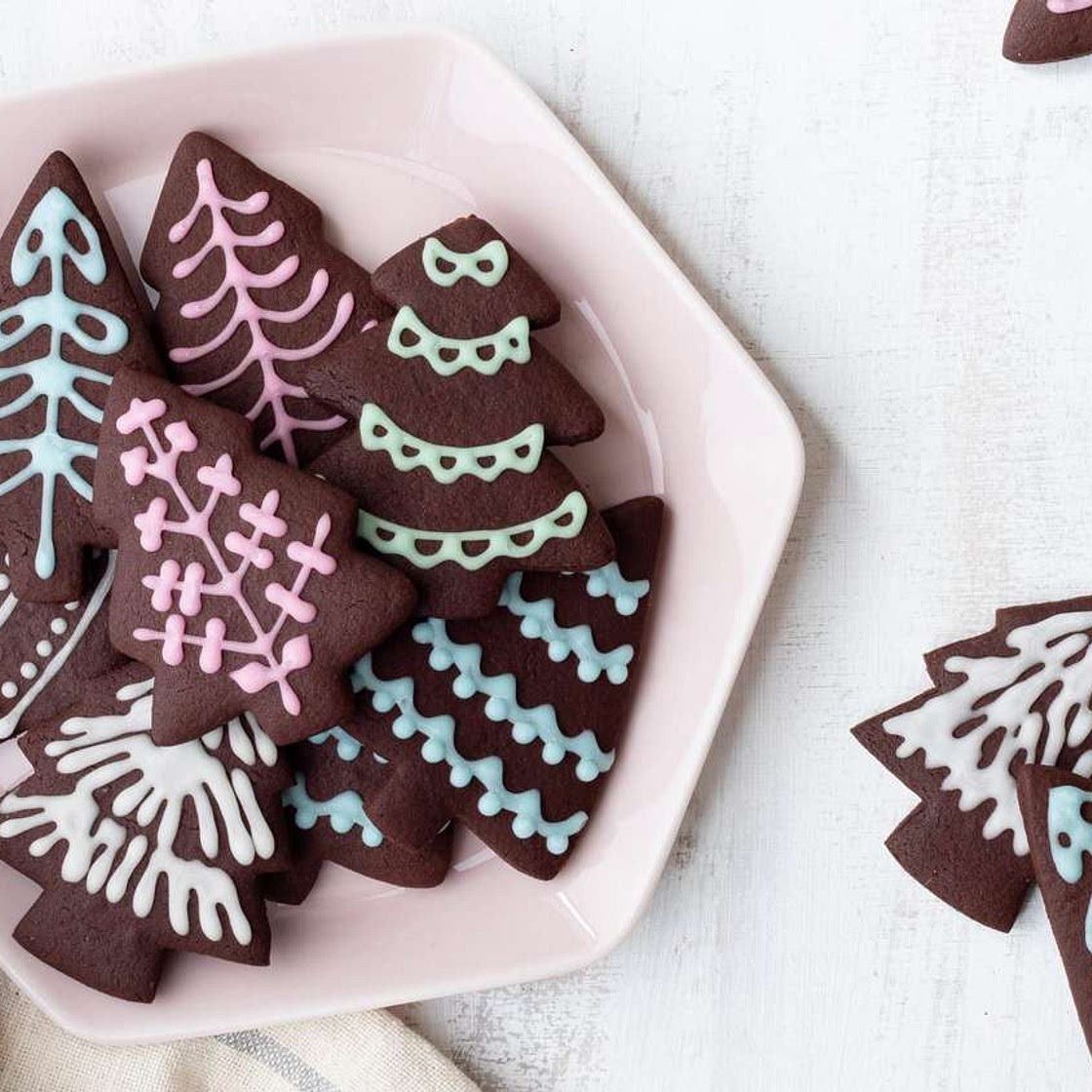 Chocolate-Gingerbread Christmas Tree Cookies