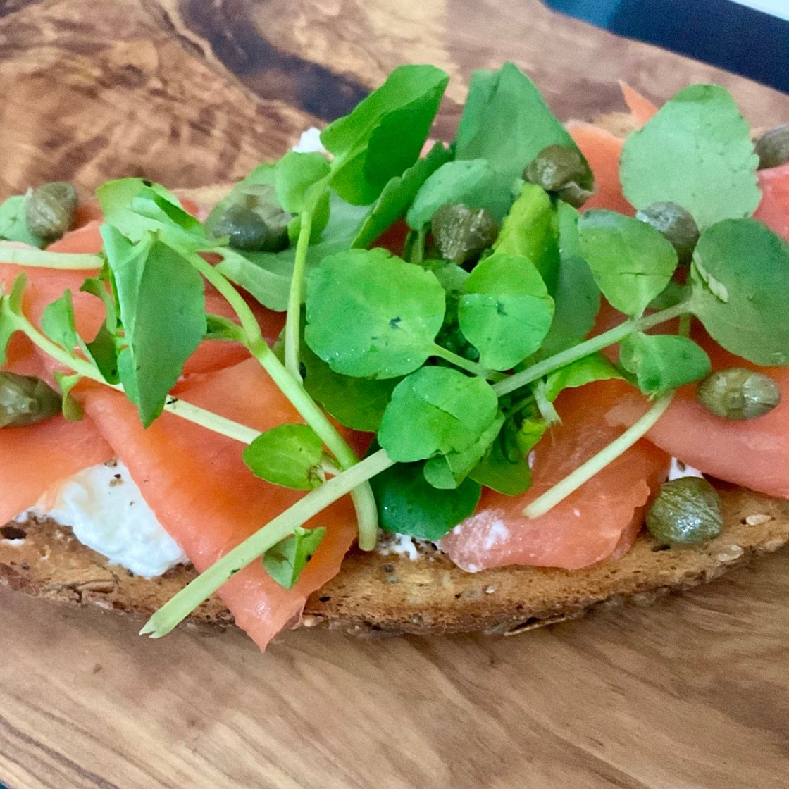 Smoked Salmon and Burrata on Toast with Capers