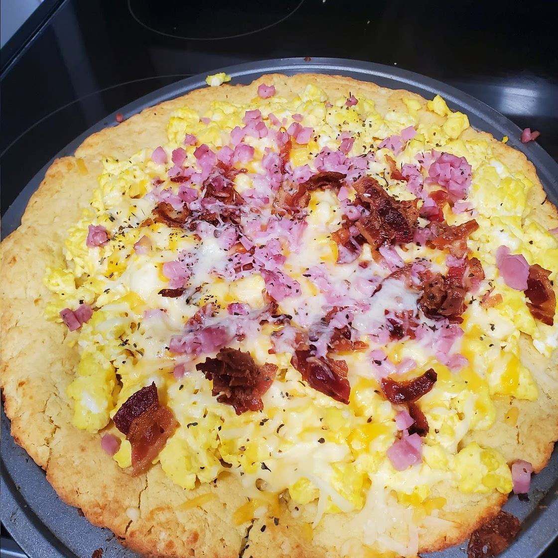 Keto Breakfast Pizza- Meat Lover's Style