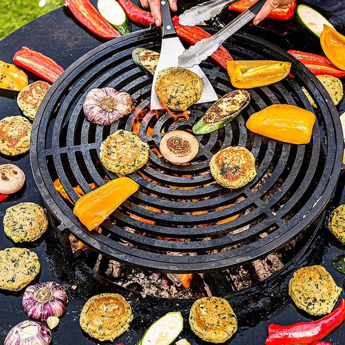 Galettes végétariennes aux pois chiches et légumes grillés