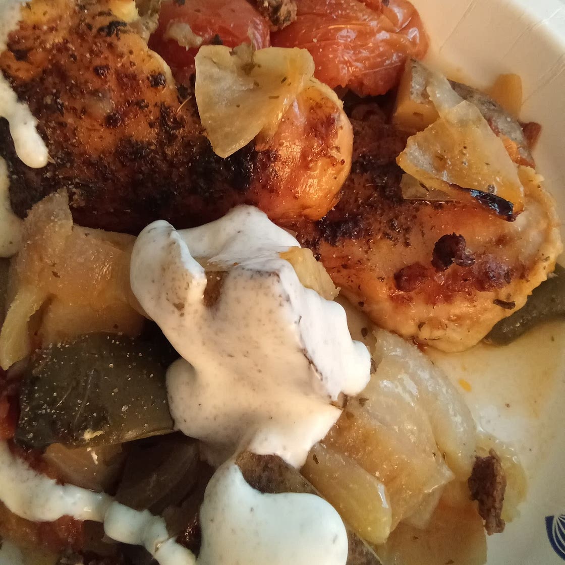 Spanish-style chicken bake