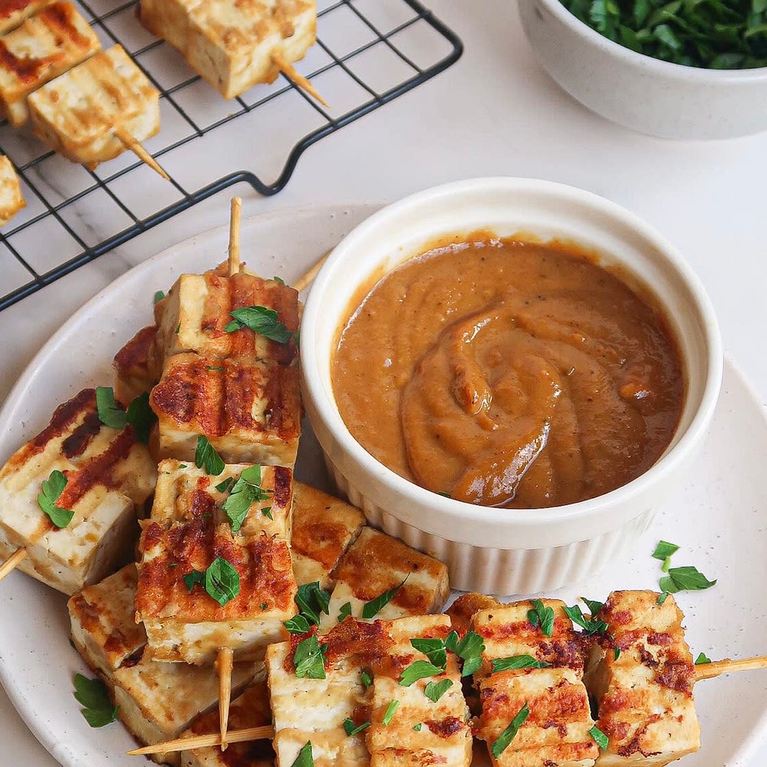 Peanut Satay Tofu Skewers