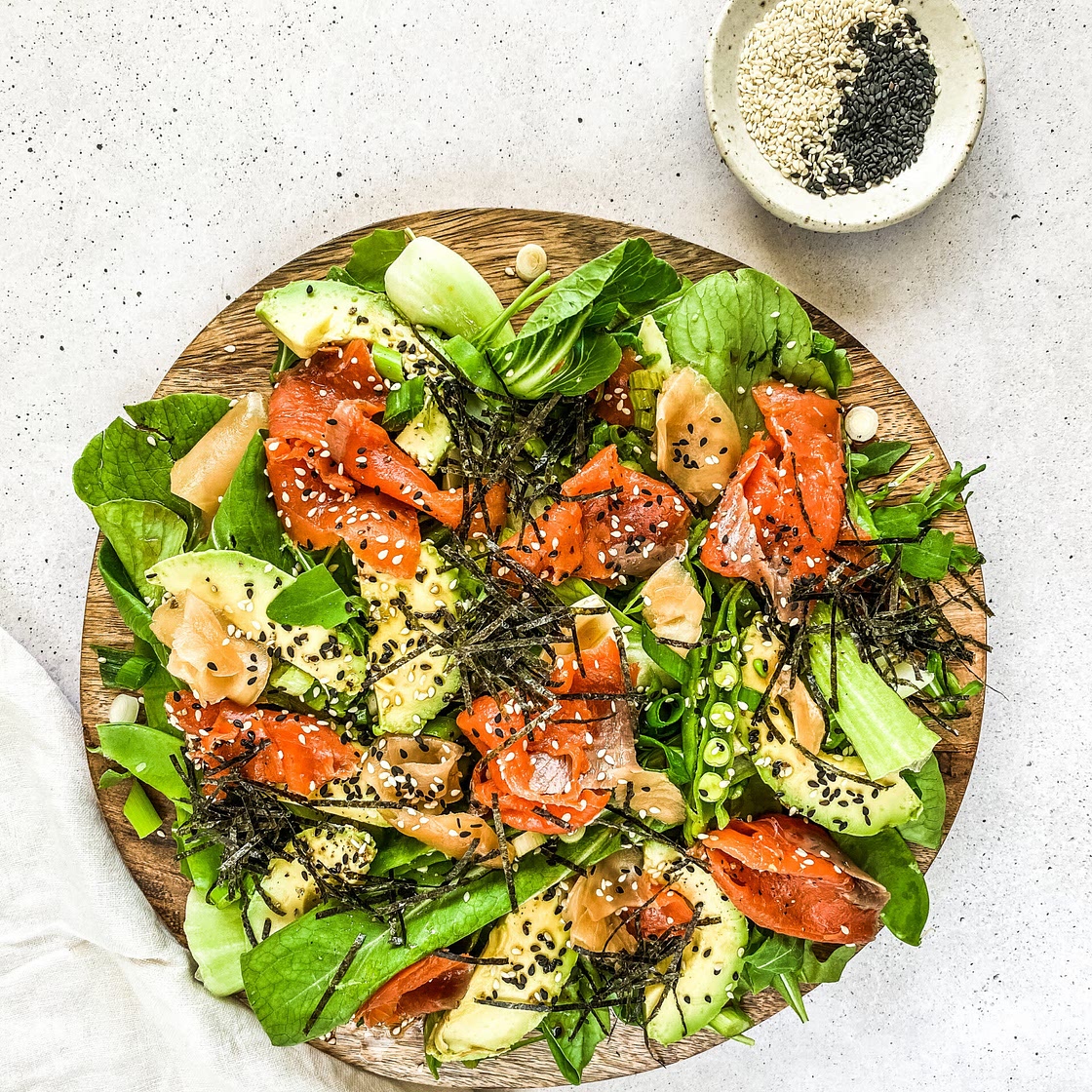 Asian Wild Salmon, Sesame + Pickled Ginger Salad