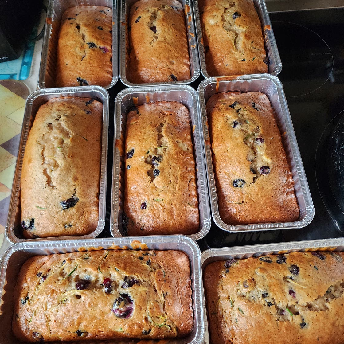 Banana Zucchinin Blueberry loafes