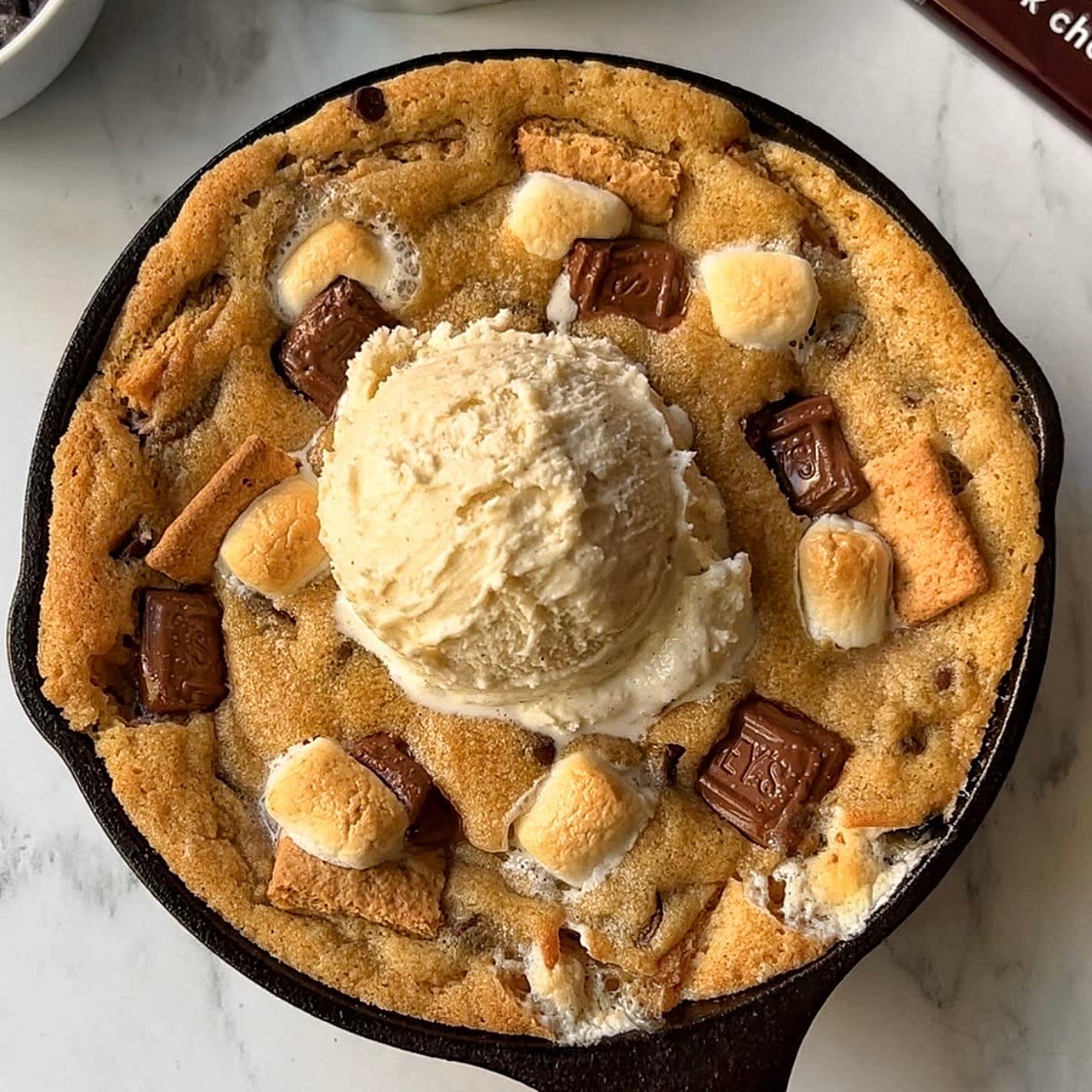 Single Serving S’mores Stuffed Cookie Skilet
