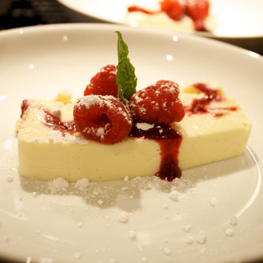 White Chocolate Terrine with Raspberry Coulis