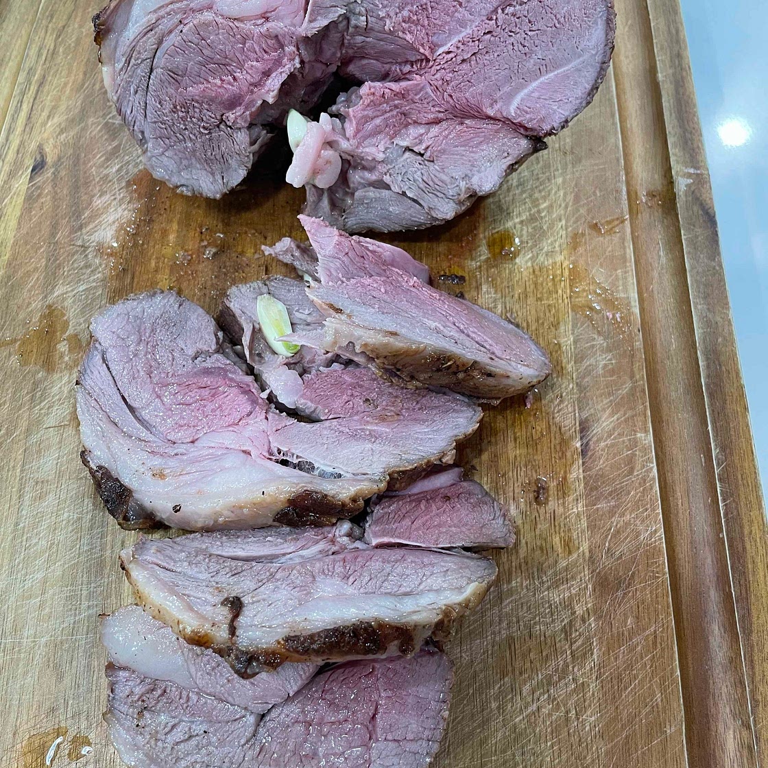 Oven roasted leg of lamb