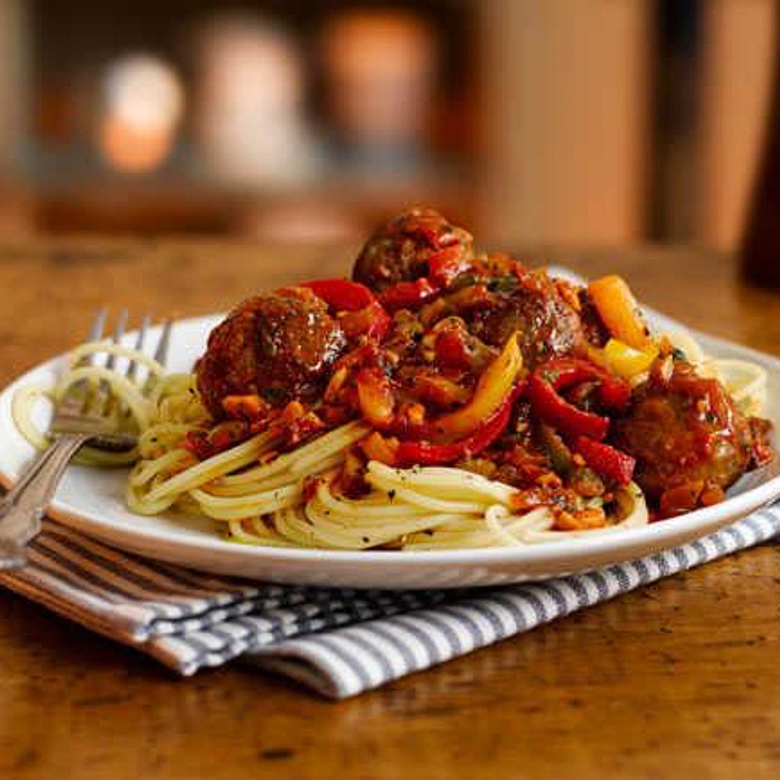 Meatball goulash with pasta