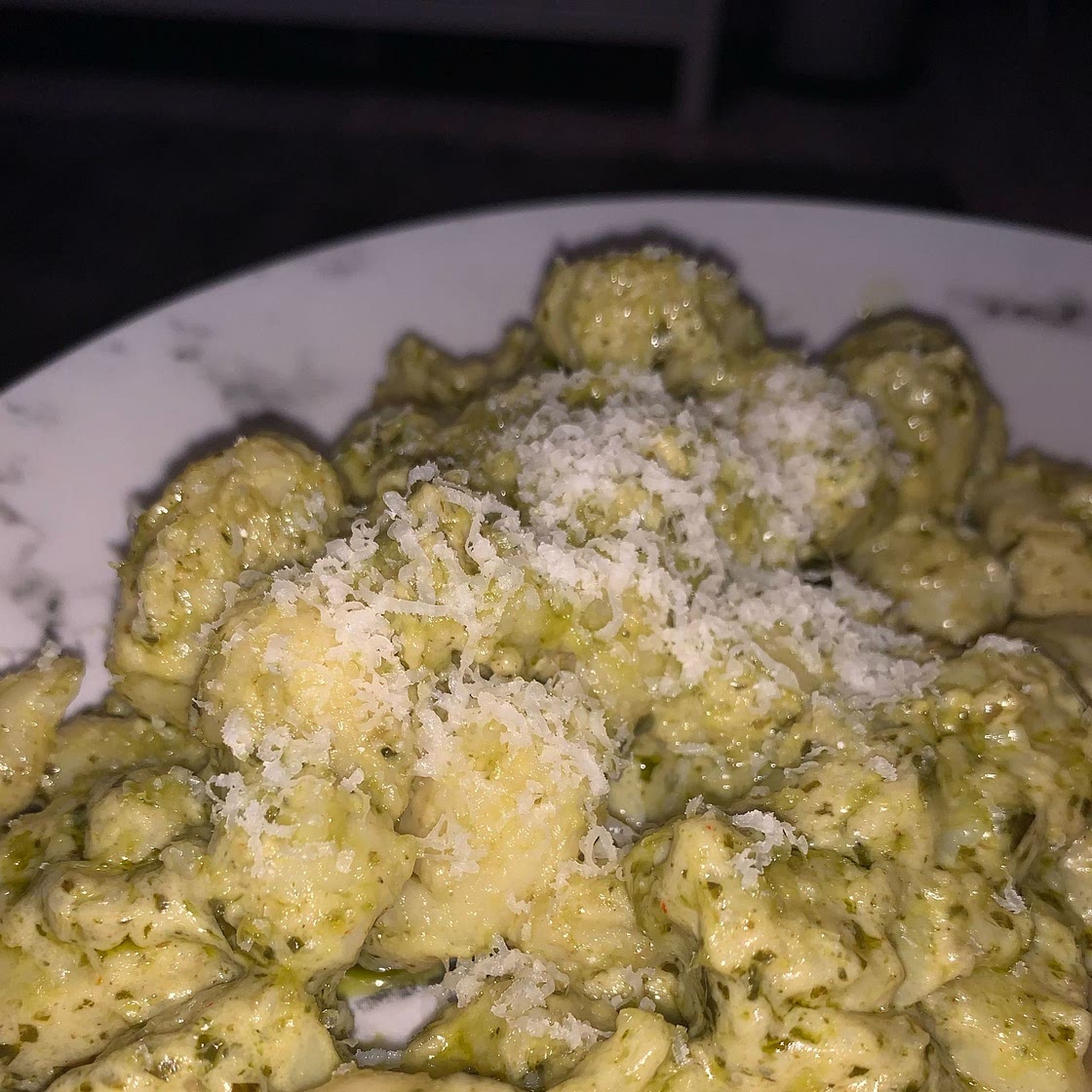 Spinach Pesto Gnocchi with Sautéed Asparagus & Brown Butter