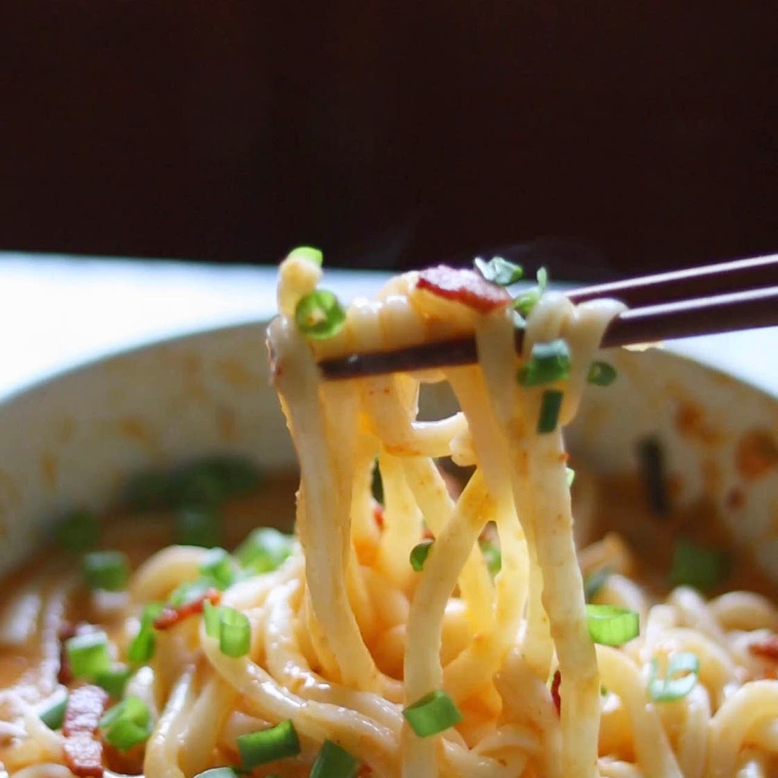 Kimchi Bacon Udon Carbonara 