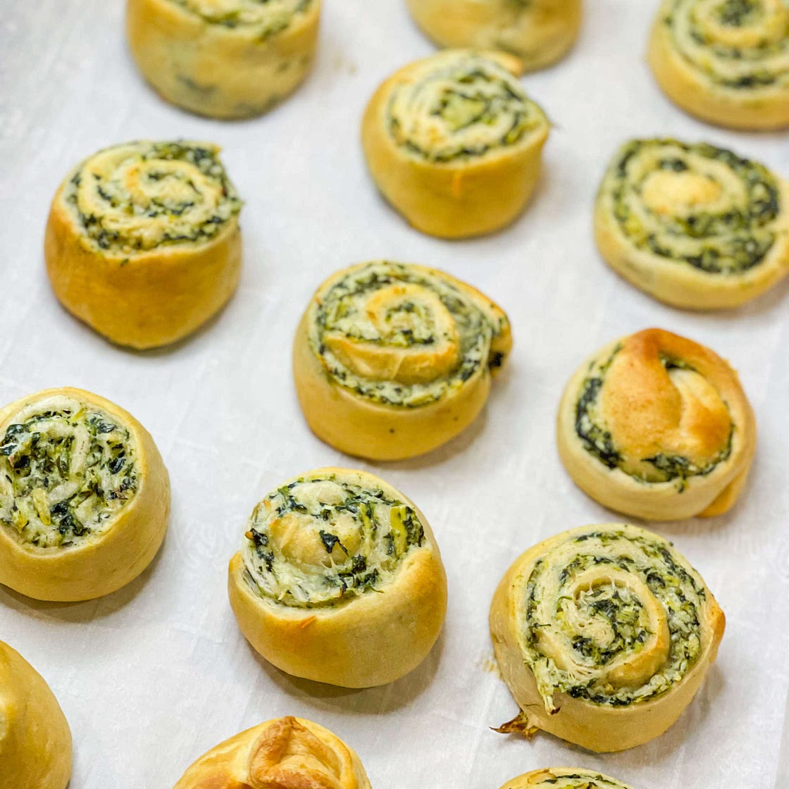 Spinach artichoke pinwheels 
