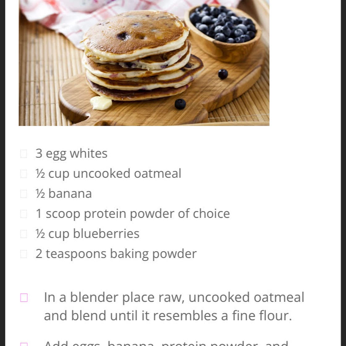 Blueberry protein pancakes - v shred