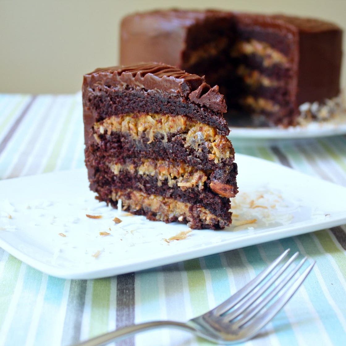 German Chocolate Cake: Inside-out