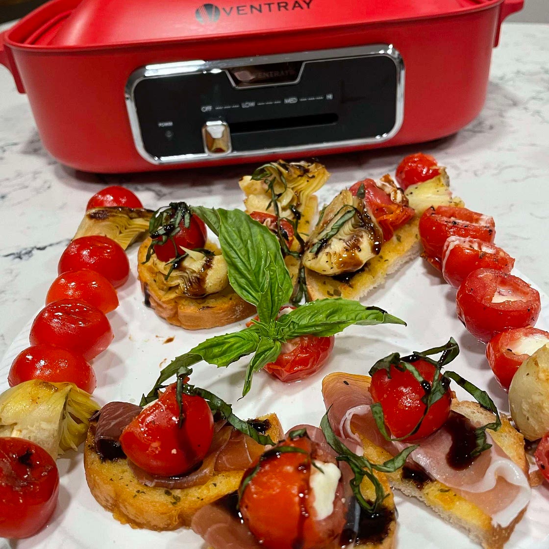 ROASTED & STUFFED CHERRY TOMATO BRUSCHETTA.  