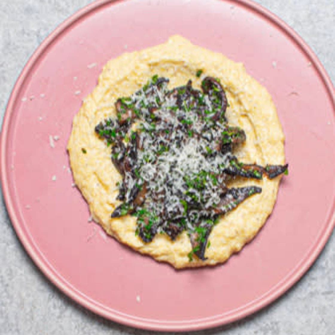 Garlic Butter Mushrooms with Cheesy Polenta