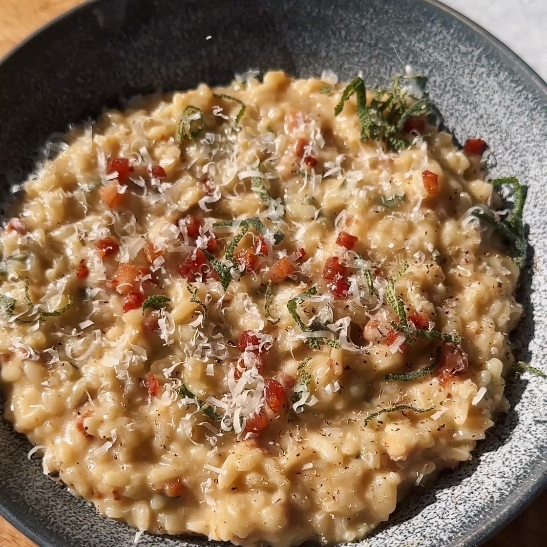 Chestnut Risotto with Pancetta and Sage