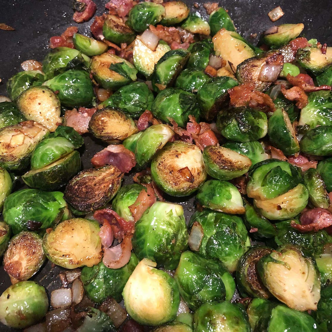 Pan Roasted Brussels Sprouts with Bacon